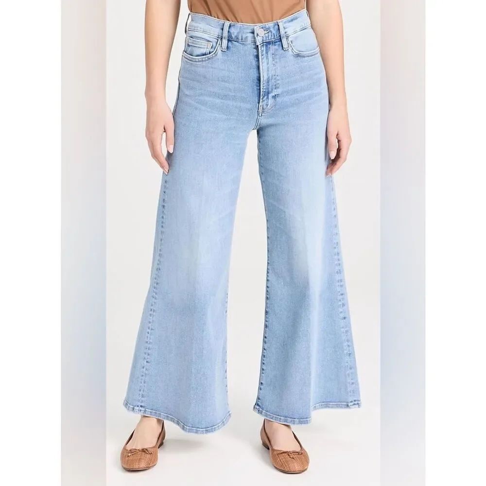 Frame Denim Le Palazzo Crop Light Blue Wide-Leg Jeans